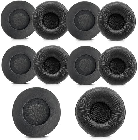 Jabra Headset Ear Cushions, Earpads Replacement 50mm Ear Pad Covers for Jabra PRO 920 930 935 9450 GN 2000 BIZ 1500 2400II Plantronics Blackwire 3220 3320 C320 HW251N HW261N HW520 Headphones (10 Pack)