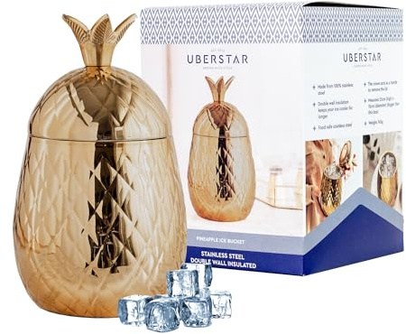 Pineapple Ice Bucket (Gold) / Ice Bucket with Lid/Party Fruit Bucket/Ice Bucket for Parties (Gold)