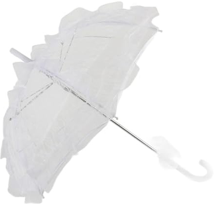 Tomotato Vintage Spitzen-Sonnenschirm, Gothic Spitzen Blumen Regenschirm Hochzeit Braut-Spitzenschirm für Hochzeit Feier Fotografie Prop Regenschirm(Weiß)