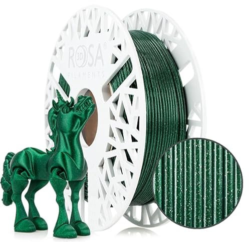 ROSA3D PLA Glitzer Filament 1.75 mm für 3D Drucker, Smaragdgrün Spule 0,5 kg
