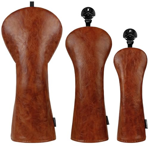 Craftsman Golf Premium Leather Brown Blade Mallet Putter Cover Driver Fairway Wood Headcover Cover Magnetic Closure for Wood Driver hybrids