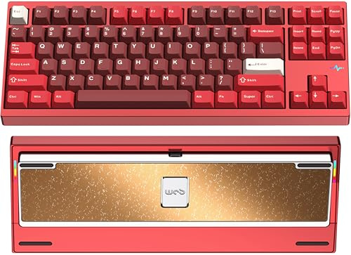 CutiePcs WOBKEY Crush 80 Reboot CNC Aluminium 5-Sekunden-Schnellverschluss, Dreifach-Verbindungsmodi, Mechanische Tastatur mit überragender Akustik (Pro Rot)