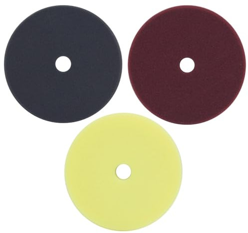 Dino KRAFTPAKET 125mm Polierpad Set, Polierschwämme hart/medium/weich mit Klett im Kegel-Design 125/150, Höhe 25mm, für Stützteller mit Ø-125mm, für Exzenter Poliermaschine Auto