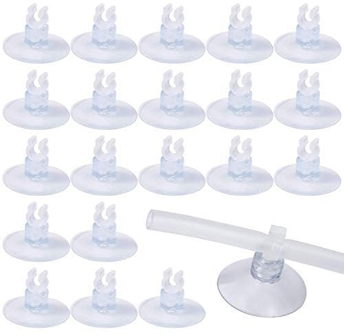 MINSHUXI Ventose per Acquario, 20 Pezzi Acquari Ventosa Supporti per Tubo Aereo di 4mm-6mm, Trasparente