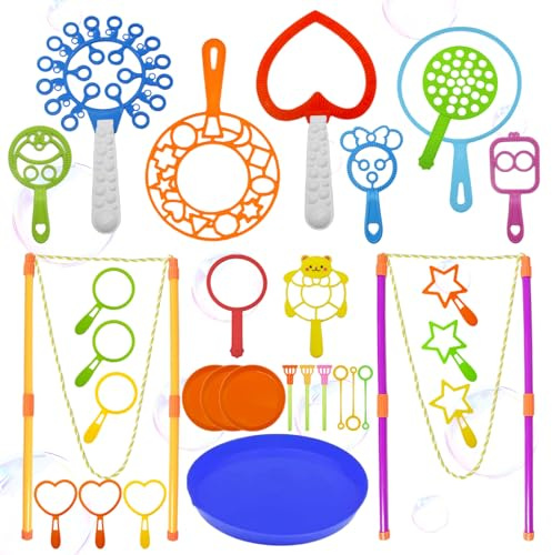 NINGESHOP 31 Stück Seifenblasen Set für Kinder,Riesen Seifenblasen Blase Zauberstab, Perfekt für Kindergeburtstag,Partys,Hochzeit