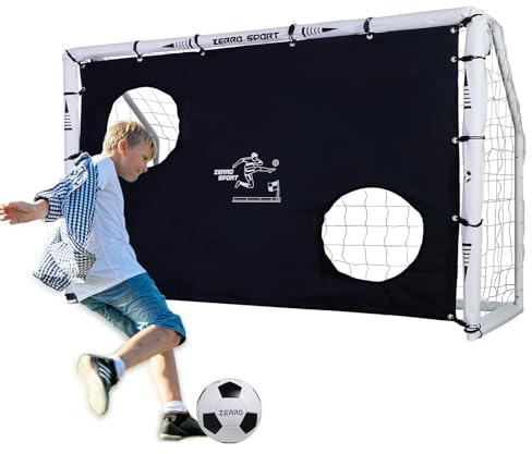 ZERRO Fussballtor mit Torwand 180cm Fußballtor, für Erwachsene Kinder zum Spielen Trainieren im Garten 180x60x120cm, Weiss
