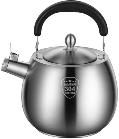 Bouilloire sifflante en acier inoxydable avec bec sifflet, bouilloire à eau chaude pour cuisinières à gaz et à induction