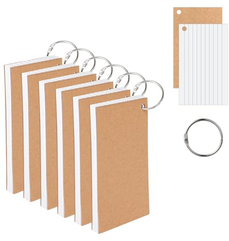 Karteikarten A6 Liniert Weiß, 300 Blatt Karteikarten mit Ring, Vokabelkarten Lernkarten Liniert Lernen Zubehör, Notizblöcke mit Ringösen, Studienkarten Flashcards für Vokabeln Lernen Schule Büro