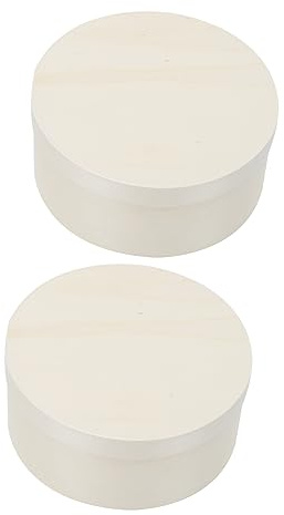 Luxshiny 2pcs Round Wooden Cake Storage Box Natural Dessert Container with Lid for Wedding Party and Gathering Non-Toxic and Packaging