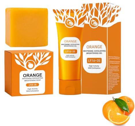 Natürliches Orangen-Peeling Gel & Soap, Orange Exfoliating Brightening Soap, Face and Body Exfoliating ScrubGel, Tiefenreinigung und Feuchtigkeitsspendende
