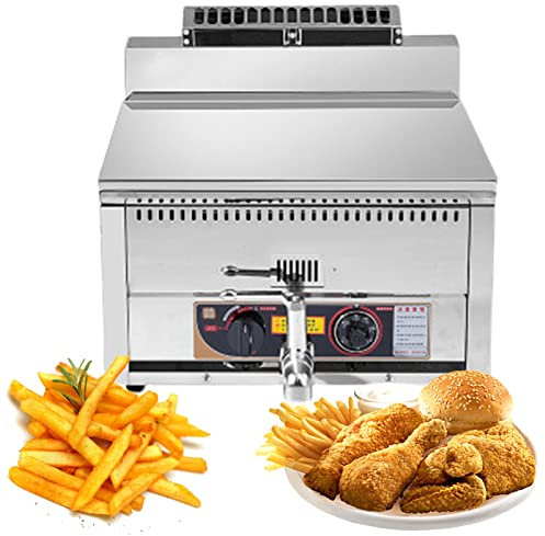WOTZOV Friteuse à gaz Professionnelle de comptoir, friteuse à gaz, cuisinière d'extérieur au Propane GPL, friteuse en Acier Inoxydable avec Panier Amovible, Nettoyage facil，One Color 12L