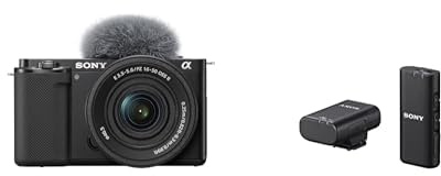 Sony ZV-E10K Systemkamera (APS-C) mit 16-50 mm f/3,5-5,6 II Power Zoom Kit-Objektiv – dreh- und schwenkbarer Bildschirm, Echtzeit-Augenautofokus, ideal für Vlogger & Einsteiger + ECMW2BT