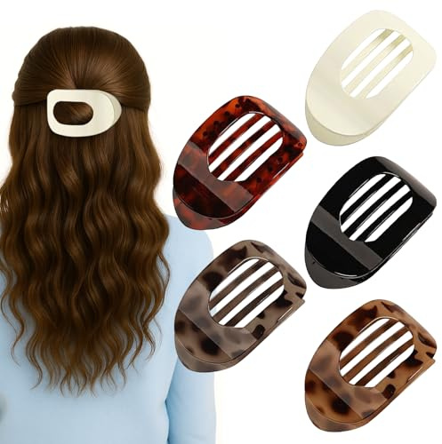 5 Pcs Pince Cheveux Femme,Pince Plate Cheveux,Hair Clip,Pinces à Cheveux Plates pour Femmes,Grande Epais Grosse Barrette Cheveux,Idéal pour Sport, Travail et Quotidien