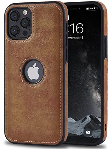 AIOVETEAB Hülle für iPhone 12 Pro Max Premium PU Leder Anti-Rutsch Anti-Kratzer Stoßfest Vollständige Schutzhülle Handyhüllen Case Kompatibel mit iPhone 12 Pro Max,Braun
