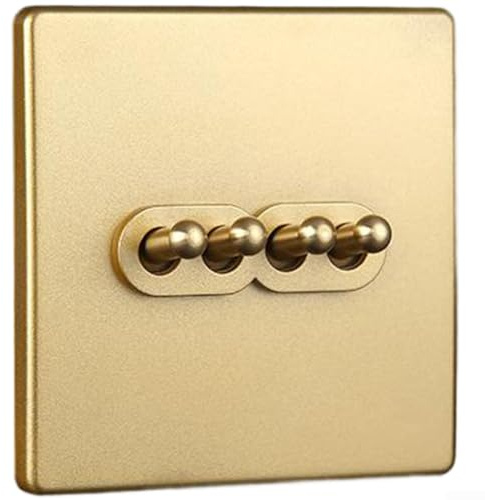 Interruttore elettrico a levetta con leva in ottone vintage e pannello PC, design autobloccante, contatti in rame rosso e bronzo fosforoso per un uso a lungo termine (4 gang)