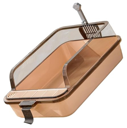BABIBAOBEI Caja de arena antideslizante grande para gatitos con divisiones altas gruesas, bandeja extraíble con bordes altos suaves y fáciles de lavar, caja de arena cubierta desmontable