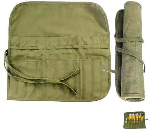 Bolsa para pinceles de pintura,Bolsa para Pinceles de Pintura con 22 Ranuras en Lona Verde ，Almacenamiento Seguro y Organizado para Pinceles de Artista，para bolsita de lona(verde)