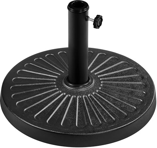 Yaheetech Parasollstativ rund trädgård paraplyhållare paraplyvikt balkongparasollstativ för paraplystavar upp till 38/48 mm, 12 kg, svart