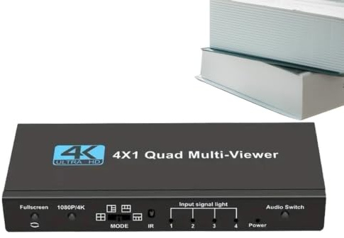 Splitter Video per Laptop Display Digitale Multi-Schermo 4-in-1 Senza | Switcher Quad-Schermo per Home Theater, Sala Conferenze, Live Streaming, Monitoraggio di Sicurezza
