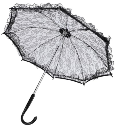 Tangxi Spetsparaply Parasoll Vintage Bröllopsparaply för Bröllop, Elegant Spetsdesign Lätt Att Bära för Fotorekvisita Scenprestanda Dekoration för Bröllopsfest (Svart)