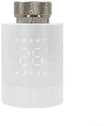 Smartes Heizkörperthermostat für Zigbee TRV mit App-Steuerung – Sprachkompatibles elektronisches Ventil für Heizung zu Hause – Weiß M30x1,5