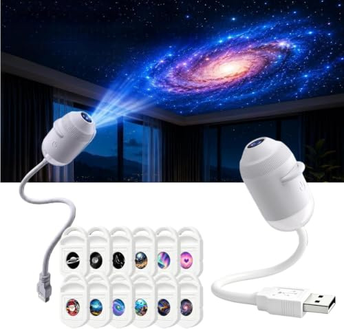 HD Smart Dynamic 5D Holographic Night Light Projector, 360 Mini Ocean Galaxy Dream Projector, Starry Sky Projection Night Light, Plug-and-Play Star Lamp for Celling