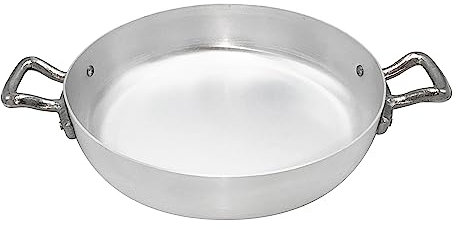 Pentole Agnelli Linea Family Cooking Alluminio Tegame con Due Maniglie , Argento, 16 cm
