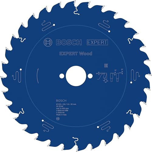 Bosch 1x EXPERT Wood cirkelsågklinga till bordssågar | för Mjukt trä, Hårt trä, Ø 225 mm, Tillbehör Nätdriven bordscirkelsåg, Stationär bordssåg