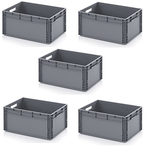 Auer Packaging 5x Eurobehälter 60 x 40 x 27 inkl. gratis Zollstock 5er Set