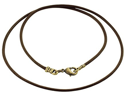 DragonWeave Antique Brass 1.8mm Fine Brown Leather Cord Necklace - 20 inches