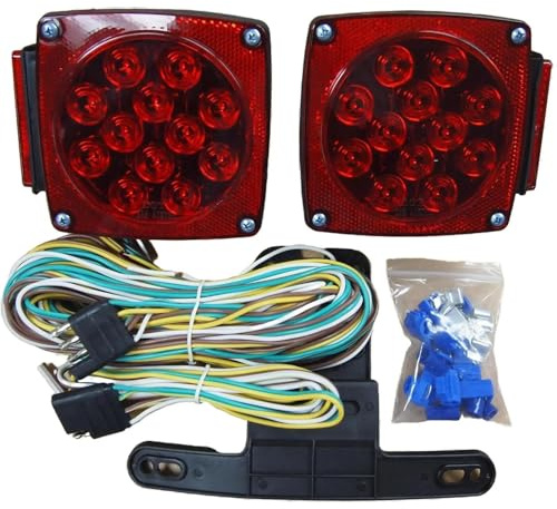 EAGLE KING PRODUCTS 12V LED Trailer Light Kit - DOT Approved Submersible Stop/Turn/Tail Lights for Boat, Utility & RV Trailers - 4-Pin Connector