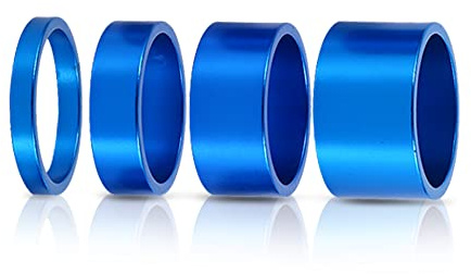 Juego de 4 espaciadores de dirección de aleación de Aluminio: Ligeros y duraderos, tamaños de 5 mm, 10 mm, 15 mm y 20 mm para Bicicletas de montaña y Carretera. Disponibles en Negro, ro