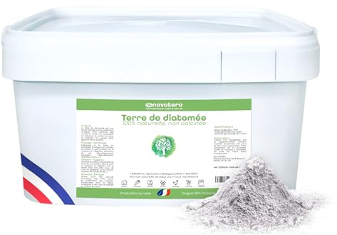 NOVATERA I Terre de Diatomée 100% Naturelle & Extraite en France I Seau 5kg I Agriculture Biologique I Ultrapure, Non Calcinée I Certifié ECOCERT I Entretien, Jardin, Animaux, Élevage