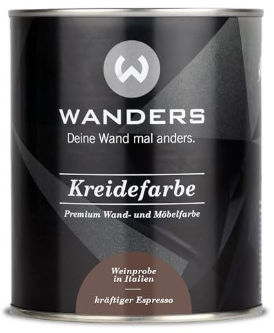 Wanders Shabby Chic Kreidefarbe 750 ml - Kräftiger Espresso/Dunkles Braun - Küchenmöbellack und Möbelfarbe ohne Schleifen. Chalk Paint, für Holz & mehr. Hohe Deckkraft, schnell trocknend