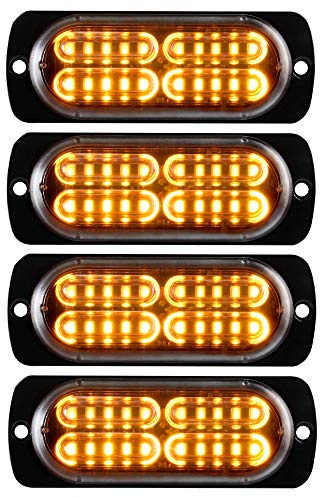 Sidaqi 4 x 20 LED Feux Stroboscopique ambre Haute intensité 12-24V pour Voiture police camion Feu de Flash latéral, lumière de position, indicateur, lumière d'avertissement