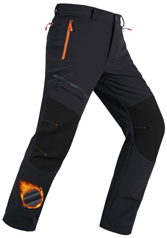 MAGCOMSEN Snow Pants Men Ski Winter Hiking Waterproof Insulated Fleece Lined Snowboarding Pants Cold Weather Black 32