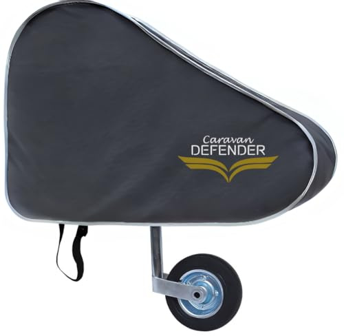 Caravan Defender Tow Hitch Cover | Universal Waterproof Trailer Hitch Protector with Straps – Towing Accessory for Caravans and Trailers (Dark/Silver Trim)