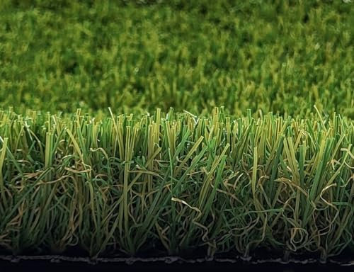 Hochwertige Kunstrasen Rasenteppich Shining für Garten - 200x100 cm - Florhöhe 38 mm - UV-Garantie 7 Jahre (DIN 53387) - Gewicht ca. 2438 gr/m²
