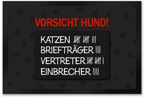 trendaffe Vorsicht Hund! Fußmatte XXL mit Strichliste Motiv