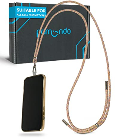 pamindo Chaîne pour téléphone Portable - Pratique pour Porter en bandoulière - Bande pour Smartphone avec plaquette d'insertion - chaîne Universelle pour Portable - Rainbow
