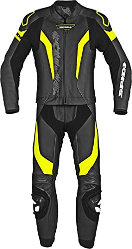 SPIDI Laser Touring 2-Teiler Motorrad Lederkombi, schwarz/gelb, 56 | Belüftet