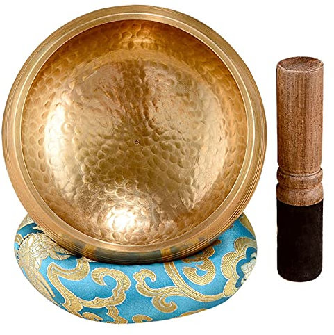 GGMWDSN Cuenco Tibetano, Cuenco Tibetano 7 Metales, con CojíN de Seda y Mazo de Madera, Cuenco Budista para MeditacióN, Cuencos de Chakra úTiles para la MeditacióN, el Yoga y La RelajacióN