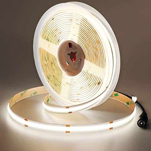 JOYLIT PRO+ Tira LED COB 24V 5M 4000K 2140 LM/M Sin Puntos Interior | 18 W/M, CRI 95+, Superbrillante Blanco Natural Cinta LED, 480 LEDs/M, Regulable, Autoadhesiva, para Comercial, Hogar