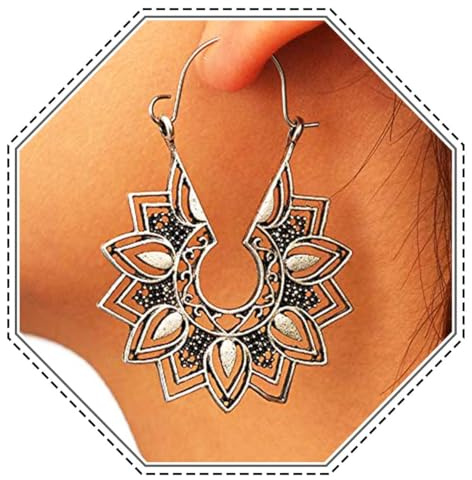 Jovono Vintage-Ohrringe mit silberfarbenen Blumen, Hängeohrring für Damen, Metall