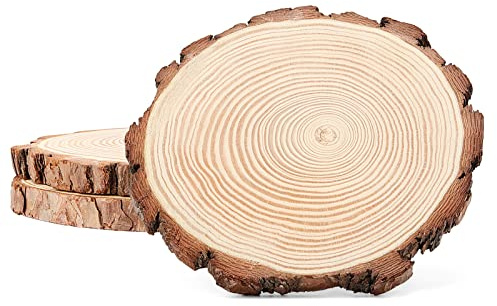 KEILEOHO 3 st 20–25 cm träskivor, 20–25 cm obehandlade träcirklar, runda träskivor för hantverk målning gör-det-själv hem bröllop dekor