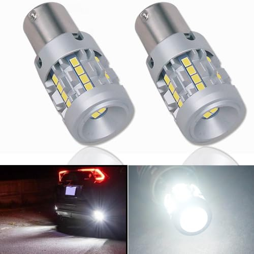 Eluseastar S25 P21/4W BAZ15D LED Bulbs White 6000K Built in Resistor with 6000LM Extremely Bright for Car Side Marker Brake Reverse Backup Daytime Running Light, 2 Pack