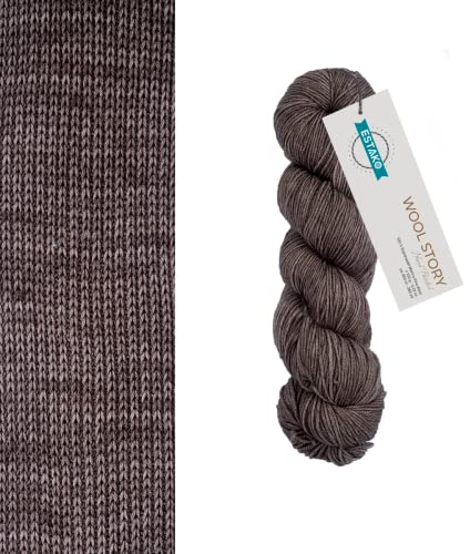 Estako Wool Story Hand Painted 100% Superwash Merino Wool. Super Fino (1) / 3.52 Oz - 100 gr / 382 Yard - 350 mt (7805 - Deep Taupe)