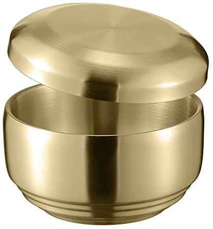 UPTALY 1 bol en acier inoxydable 18/10 avec couvercles (couleur doré, 240ml), bol à céréales épais avec soucoupe (10,5 x 6,8 cm), bol à soupe à la vapeur à double paroi, bol kimchi coréen