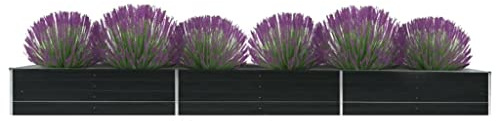 WIFESE Lit SuréLevé De Jardin Acier Galvanisé 480x80x45 Cm Anthracite Jardinieres Exterieur Jardiniere Bois Jardiniere Balcon Carré Potager Bacs ã Fleurs Rectangulaire