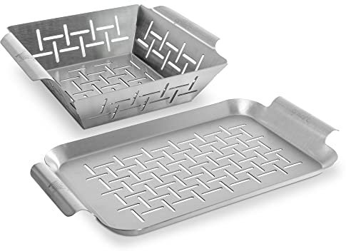 grillart® Premium Grillkorb und Grillschale Edelstahl (im Set), als Fisch-Grill und Grillschale verwendbar – universell einsatzbar und besonders langlebige Grillpfanne für den Grill - Grillzubehör
